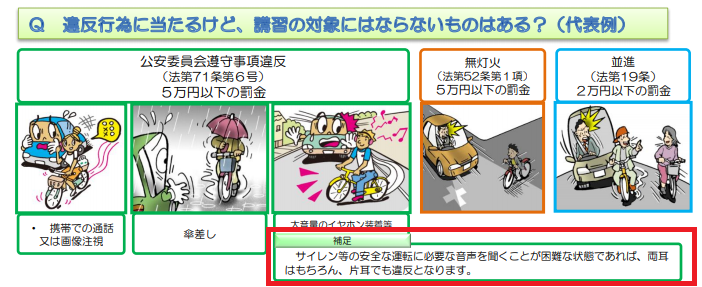 片耳イヤホンで自転車に乗るのは違法！？都道府県規則から読み解く。